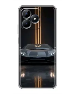 Чехол для Realme C51 с картинкой «Lamborghini золотые линии»