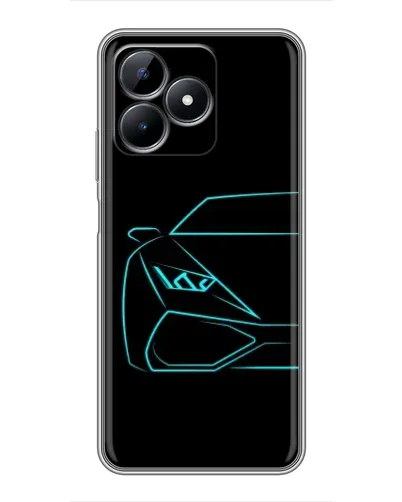 Чехол для Realme C51 с картинкой «Голубой силуэт Lamborghini»