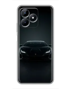 Чехол для Realme C51 с картинкой «Черный Lamborghini Aventador»