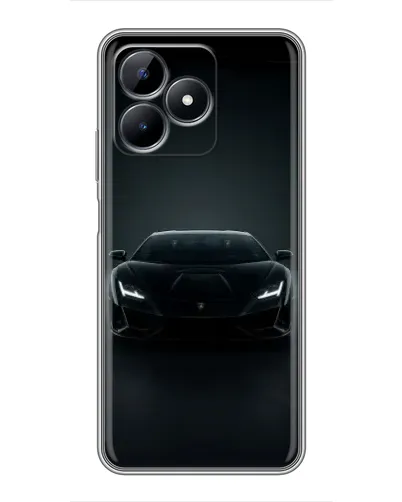 Чехол для Realme C51 с картинкой «Черный Lamborghini Aventador»