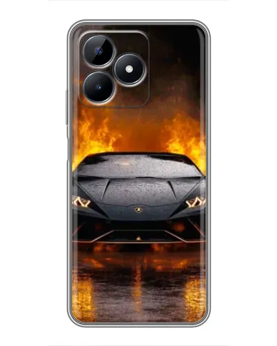 Чехол для Realme C51 с картинкой «Lamborghini в огне»