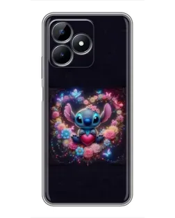 Чехол для Realme C51 с картинкой «Stitch в цветах» Чехол для Realme C51 с картинкой «Stitch в цветах»