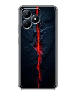 Чехол для Realme C51 с картинкой «Kрасная лавовая трещина»