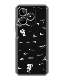 Чехол для Realme C53 с картинкой «Nike Black Pattern»