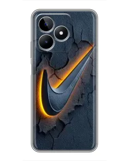 Чехол для Realme C53 с картинкой «Объемный логотип Найк»