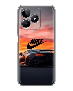 Чехол для Realme C53 с картинкой «Nike и суперкар»