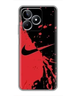 Чехол для Realme C53 с картинкой «Красные брызги Nike» Чехол для Realme C53 с картинкой «Красные брызги Nike»