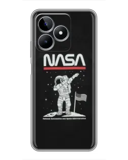 Чехол для Realme C53 с картинкой «NASA — шагаем по Луне»