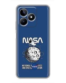 Чехол для Realme C53 с картинкой «NASA — лунная миссия»