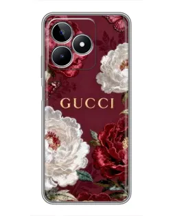Чехол для Realme C53 с картинкой «Gucci — бордовые розы»