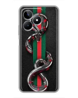 Чехол для Realme C53 с картинкой «Gucci — змея на полосе»