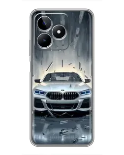 Чехол для Realme C53 с картинкой «BMW в свете фар»