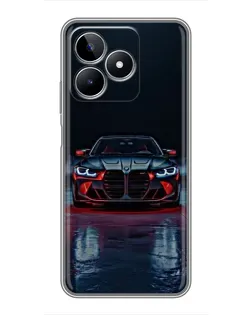 Чехол для Realme C53 с картинкой «BMW на мокрой дороге»