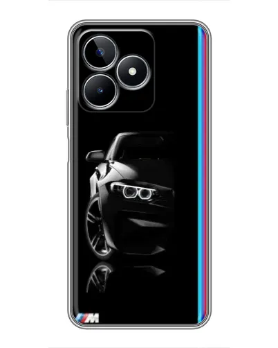 Чехол для Realme C53 с картинкой «Силуэт BMW в темноте»