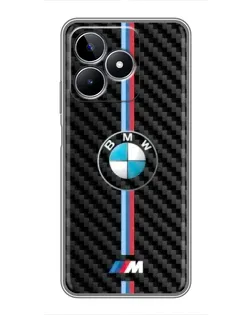 Чехол для Realme C53 с картинкой «Эмблема BMW и карбон»