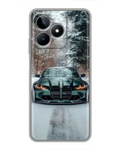 Чехол для Realme C53 с картинкой «BMW в зимнем лесу»