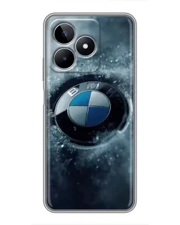 Чехол для Realme C53 с картинкой «Логотип BMW — лед»