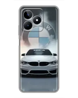 Чехол для Realme C53 с картинкой «BMW в белом дыму»