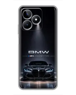 Чехол для Realme C53 с картинкой «BMW сквозь ночной город»