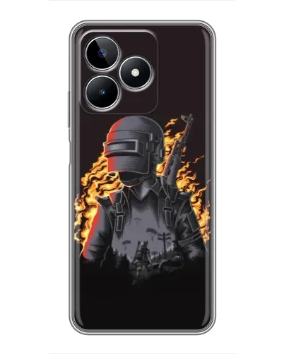 Чохол для Realme C53 з картинкою «PUBG — вогняний силует»