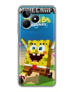 Чехол для Realme C53 с картинкой «Губка Боб Minecraft»