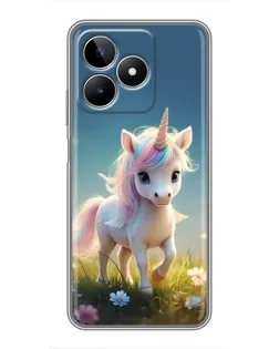 Чехол для Realme C53 с картинкой «Единорог на поляне»