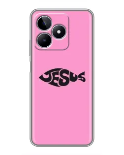 Чехол для Realme C53 с картинкой «Розовый символ  Jesus»