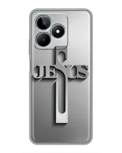Чехол для Realme C53 с картинкой «Металлический крест Jesus»