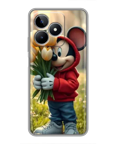 Чехол для Realme C53 с картинкой «Микки с тюльпанами»