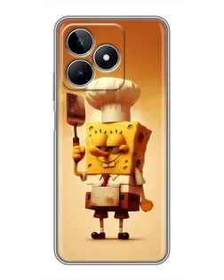 Чехол для Realme C53 с картинкой «Губка Боб повар»