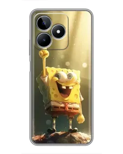 Чехол для Realme C53 с картинкой «Сияющий Спанч Боб»