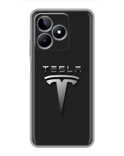 Чехол для Realme C53 с картинкой «Стальной логотип Tesla»