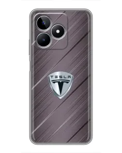 Чехол для Realme C53 с картинкой «Металлическая текстура Tesla»