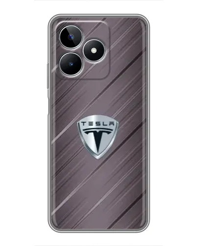 Чехол для Realme C53 с картинкой «Металлическая текстура Tesla»