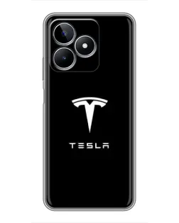 Чехол для Realme C53 с картинкой «Tesla White Logo»