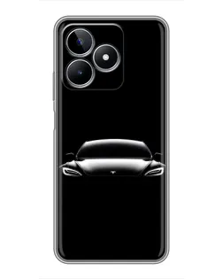 Чехол для Realme C53 с картинкой «Фары Tesla Night»