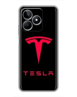 Чехол для Realme C53 с картинкой «Tesla Red Logo»