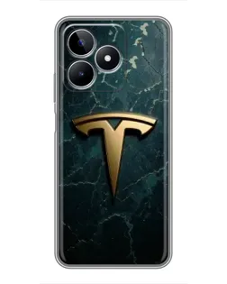 Чехол для Realme C53 с картинкой «Мраморная Tesla Gold»