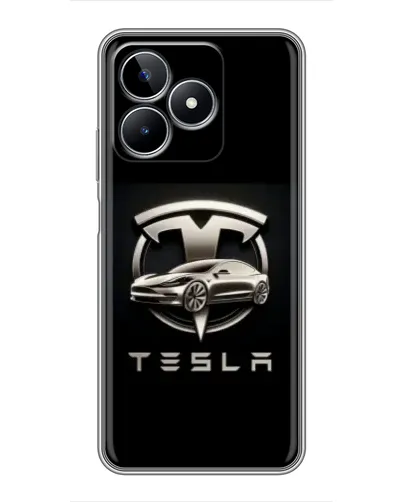 Чехол для Realme C53 с картинкой «Tesla — серебристое авто»