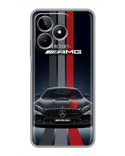 Чехол для Realme C53 с картинкой «Mercedes — белый карбон»
