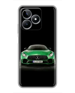 Чехол для Realme C53 с картинкой «Mercedes — неоновый лого»