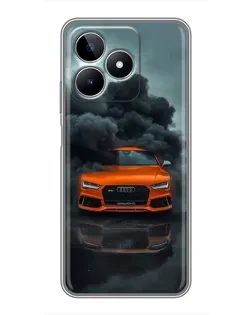 Чехол для Realme C53 с картинкой «Audi в облаках дыма»