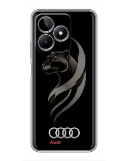 Чехол для Realme C53 с картинкой «Графика — пантера и Audi»