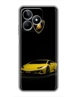Чехол для Realme C53 с картинкой «Lamborghini желтый акцент»