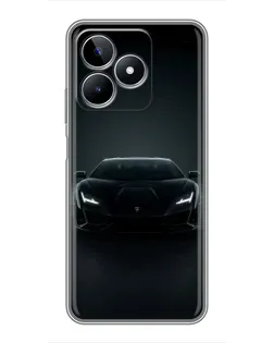 Чехол для Realme C53 с картинкой «Черный Lamborghini Aventador»