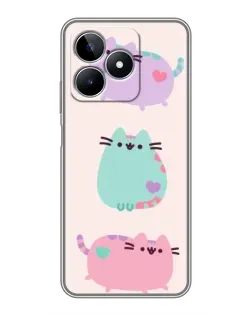 Чехол для Realme C53 с картинкой «Pusheen трио»