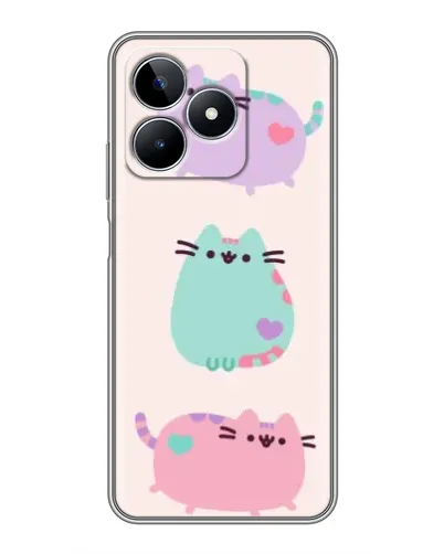 Чехол для Realme C53 с картинкой «Pusheen трио»