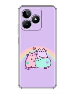 Чехол для Realme C53 с картинкой «Радужные Пушины»