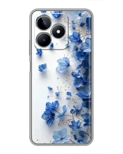 Чехол для Realme C53 с картинкой «Голубой цветочный каскад»