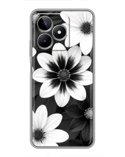 Чехол для Realme C53 с картинкой «Монохромные астры»